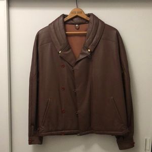 Vintage brown men’s Salvatore Ferragamo leather jacket Size 50. Mint condition